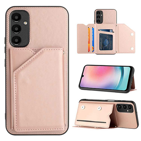 Coque Luxe Cuir Housse Etui YB2 pour Samsung Galaxy A24 4G Or Rose