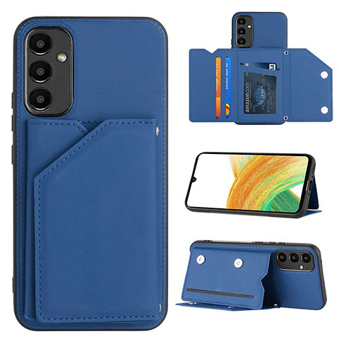 Coque Luxe Cuir Housse Etui YB2 pour Samsung Galaxy A34 5G Bleu