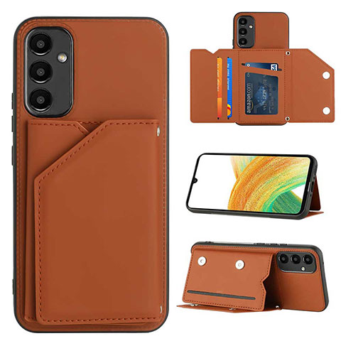 Coque Luxe Cuir Housse Etui YB2 pour Samsung Galaxy A34 5G Marron