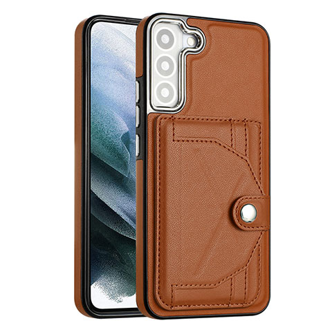 Coque Luxe Cuir Housse Etui YB2 pour Samsung Galaxy S21 FE 5G Marron