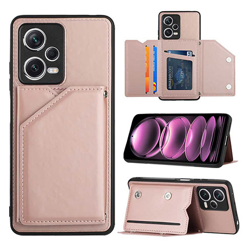Coque Luxe Cuir Housse Etui YB2 pour Xiaomi Redmi Note 12 Pro+ Plus 5G Or Rose