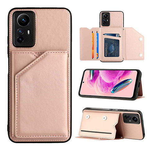 Coque Luxe Cuir Housse Etui YB2 pour Xiaomi Redmi Note 12S Or Rose