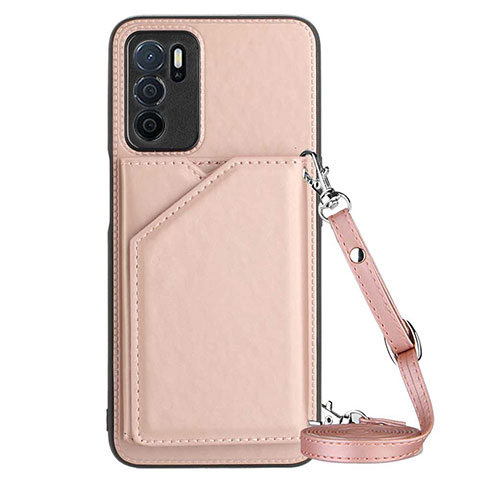 Coque Luxe Cuir Housse Etui YB3 pour Oppo A16s Or Rose