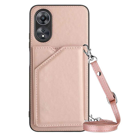 Coque Luxe Cuir Housse Etui YB3 pour Oppo A58 5G Or Rose