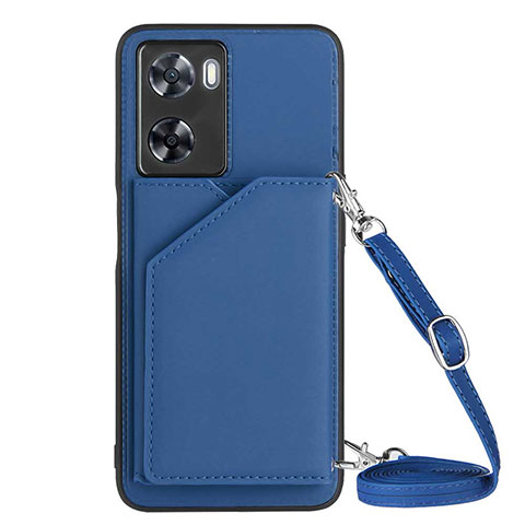 Coque Luxe Cuir Housse Etui YB3 pour Oppo A77 4G Bleu