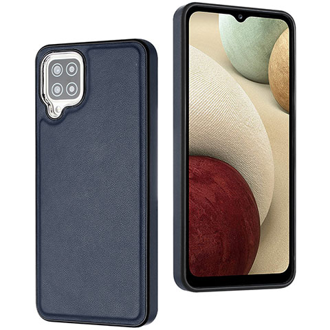 Coque Luxe Cuir Housse Etui YB3 pour Samsung Galaxy A12 5G Bleu