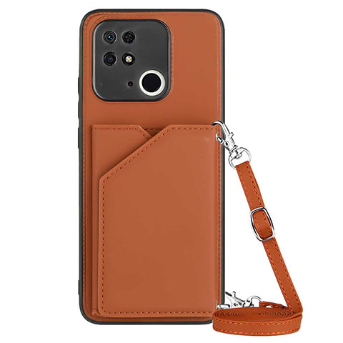 Coque Luxe Cuir Housse Etui YB3 pour Xiaomi Redmi 10 India Marron