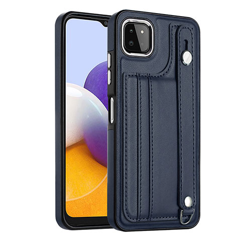 Coque Luxe Cuir Housse Etui YB4 pour Samsung Galaxy A22s 5G Bleu