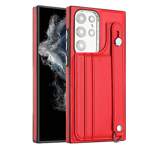 Coque Luxe Cuir Housse Etui YB4 pour Samsung Galaxy S22 Ultra 5G Rouge