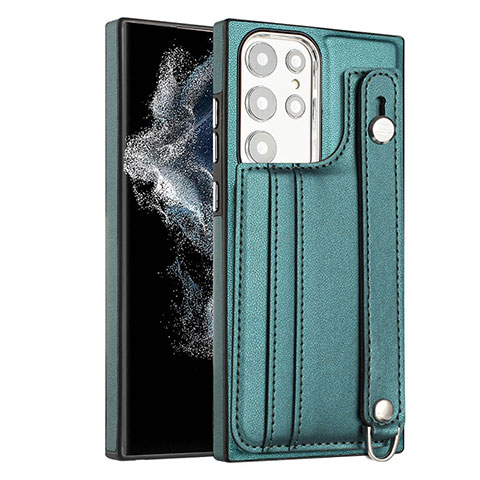 Coque Luxe Cuir Housse Etui YB4 pour Samsung Galaxy S23 Ultra 5G Vert