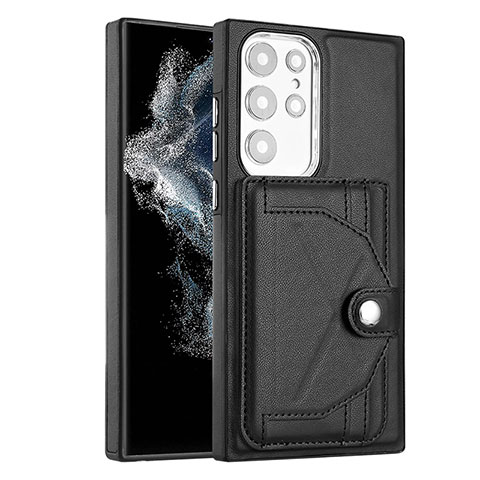 Coque Luxe Cuir Housse Etui YB5 pour Samsung Galaxy S22 Ultra 5G Noir