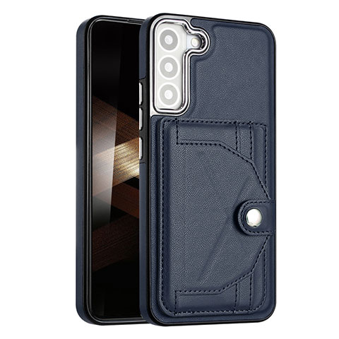 Coque Luxe Cuir Housse Etui YB5 pour Samsung Galaxy S24 Plus 5G Bleu