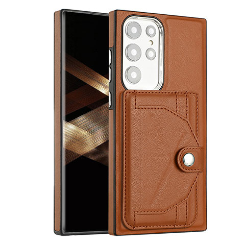 Coque Luxe Cuir Housse Etui YB5 pour Samsung Galaxy S24 Ultra 5G Marron