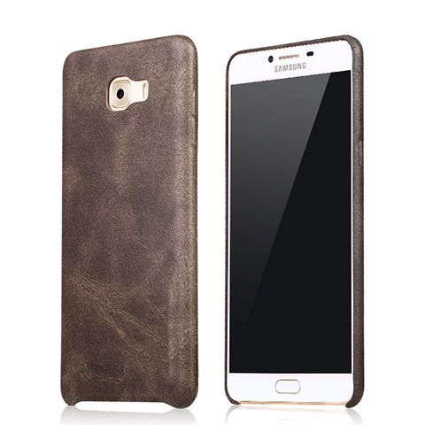 Coque Luxe Cuir Housse L01 pour Samsung Galaxy C9 Pro C9000 Marron