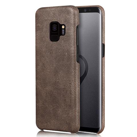 Coque Luxe Cuir Housse L01 pour Samsung Galaxy S9 Marron