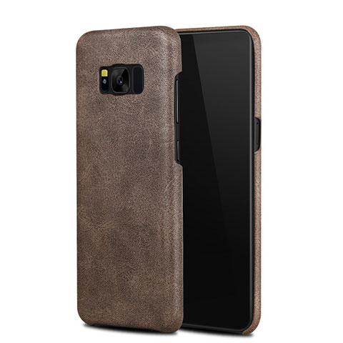 Coque Luxe Cuir Housse L02 pour Samsung Galaxy S8 Marron