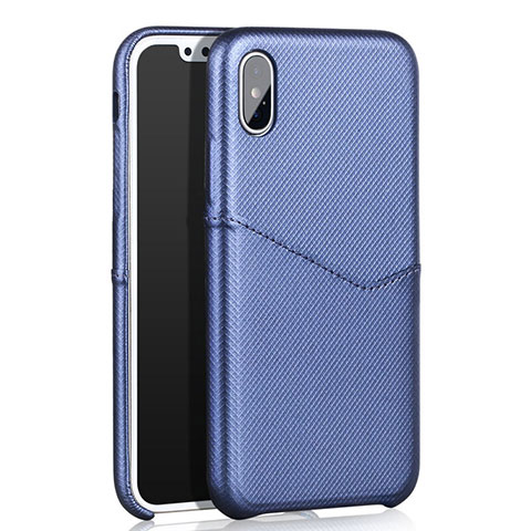 Coque Luxe Cuir Housse L05 pour Apple iPhone Xs Bleu