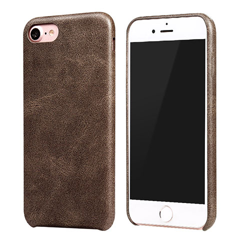 Coque Luxe Cuir Housse pour Apple iPhone 8 Marron