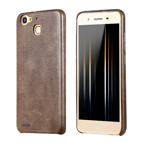 Coque Luxe Cuir Housse pour Huawei Enjoy 5S Marron