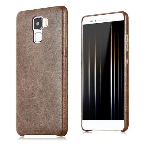 Coque Luxe Cuir Housse pour Huawei Honor 7 Dual SIM Marron