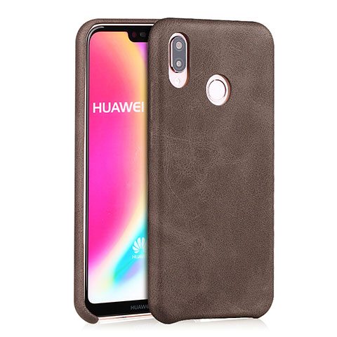 Coque Luxe Cuir Housse pour Huawei Nova 3e Marron