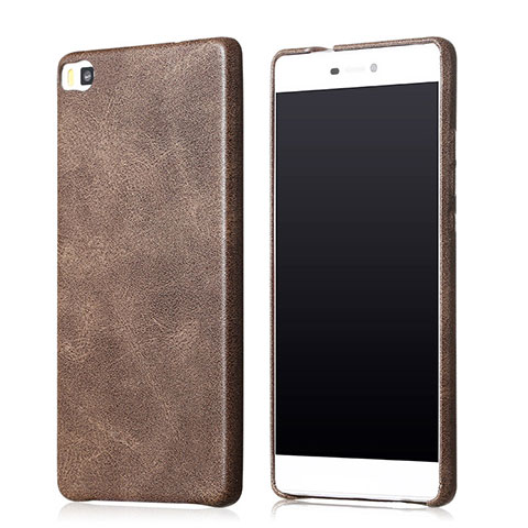 Coque Luxe Cuir Housse pour Huawei P8 Marron