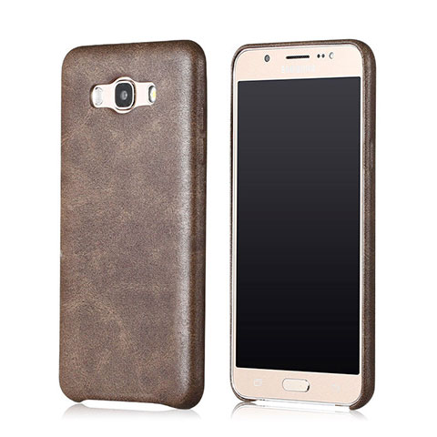 Coque Luxe Cuir Housse pour Samsung Galaxy J7 (2016) J710F J710FN Marron