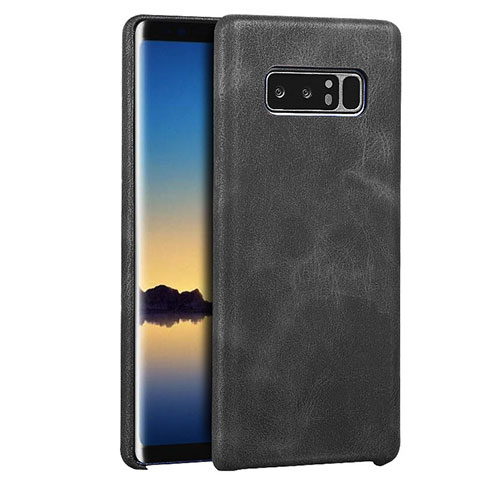 Coque Luxe Cuir Housse pour Samsung Galaxy Note 8 Noir