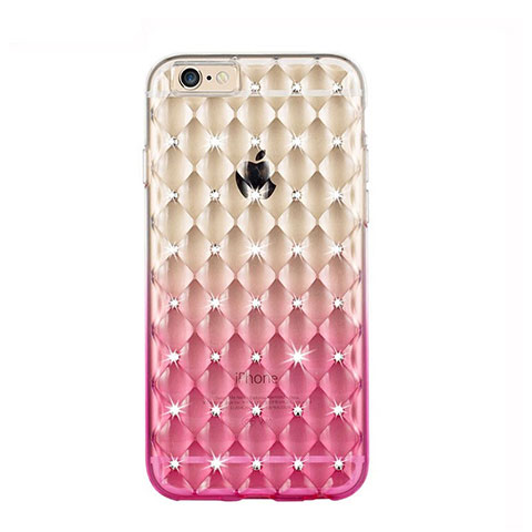 Coque Luxe Strass Bling Diamant Transparente Degrade pour Apple iPhone 6 Rose