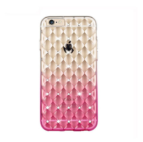 Coque Luxe Strass Bling Diamant Transparente Degrade pour Apple iPhone 6S Rose