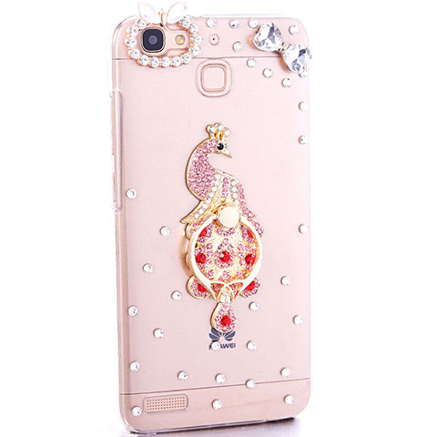 Coque Luxe Strass Diamant Bling Paon pour Huawei P8 Lite Smart Rouge