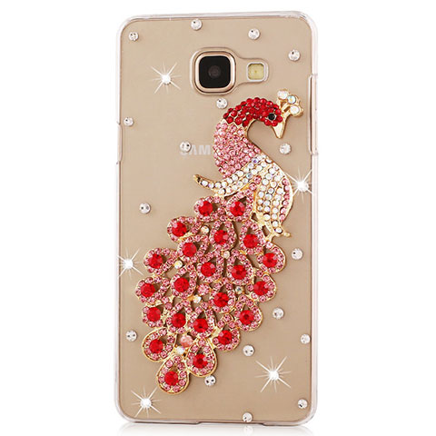 Coque Luxe Strass Diamant Bling Paon pour Samsung Galaxy J7 Prime Rouge