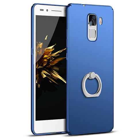 Coque Plastique Housse Etui Rigide Mat avec Support Bague Anneau A01 pour Huawei Honor 7 Bleu