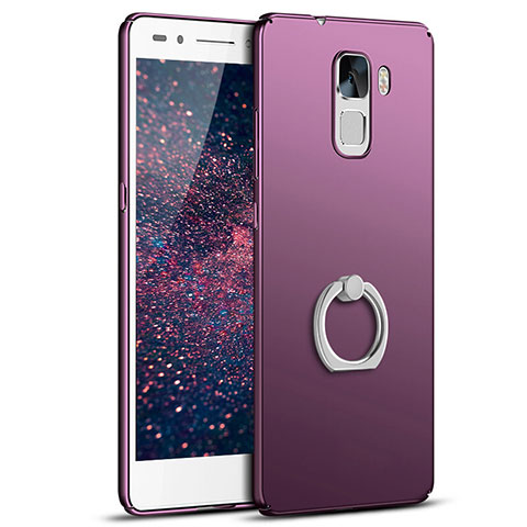 Coque Plastique Housse Etui Rigide Mat avec Support Bague Anneau A01 pour Huawei Honor 7 Dual SIM Violet