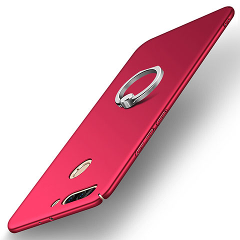 Coque Plastique Housse Etui Rigide Mat avec Support Bague Anneau A01 pour Huawei Honor 8 Pro Rouge