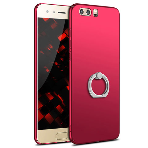 Coque Plastique Housse Etui Rigide Mat avec Support Bague Anneau A01 pour Huawei Honor 9 Rouge