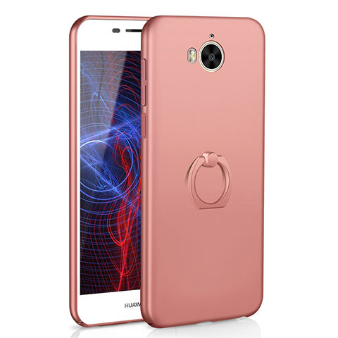 Coque Plastique Housse Etui Rigide Mat avec Support Bague Anneau A01 pour Huawei Honor Play 6 Or Rose