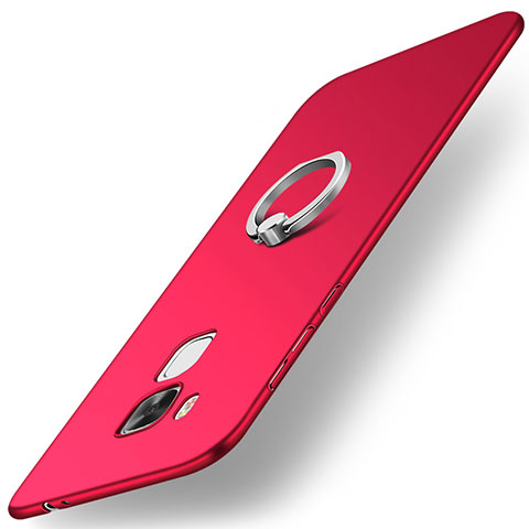 Coque Plastique Housse Etui Rigide Mat avec Support Bague Anneau A01 pour Huawei Nova Plus Rouge