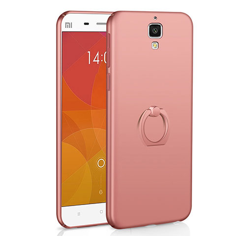 Coque Plastique Housse Etui Rigide Mat avec Support Bague Anneau A01 pour Xiaomi Mi 4 LTE Or Rose