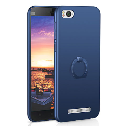 Coque Plastique Housse Etui Rigide Mat avec Support Bague Anneau A01 pour Xiaomi Mi 4C Bleu