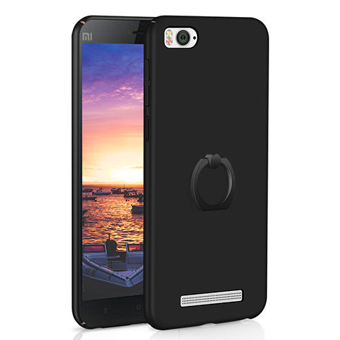 Coque Plastique Housse Etui Rigide Mat avec Support Bague Anneau A01 pour Xiaomi Mi 4C Noir