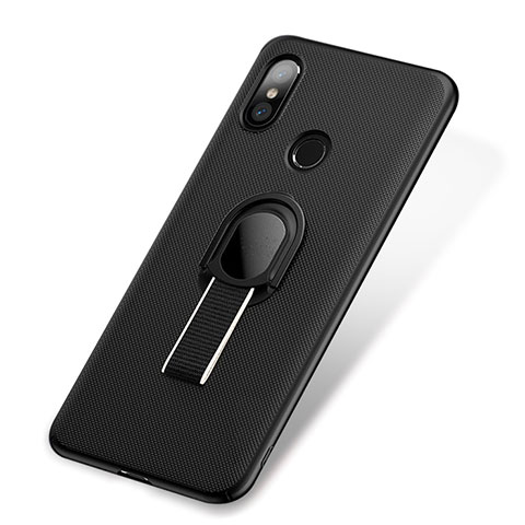 Coque Plastique Housse Etui Rigide Mat avec Support Bague Anneau A01 pour Xiaomi Mi 8 Noir