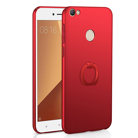 Coque Plastique Housse Etui Rigide Mat avec Support Bague Anneau A01 pour Xiaomi Redmi Note 5A Prime Rouge