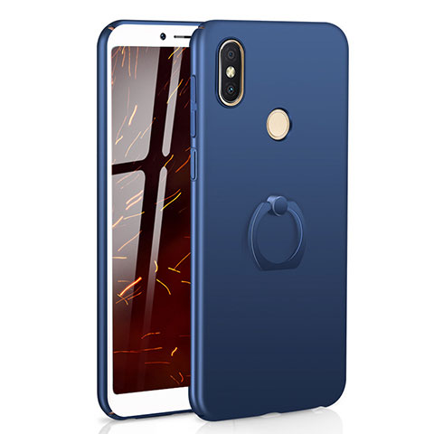 Coque Plastique Housse Etui Rigide Mat avec Support Bague Anneau A01 pour Xiaomi Redmi S2 Bleu