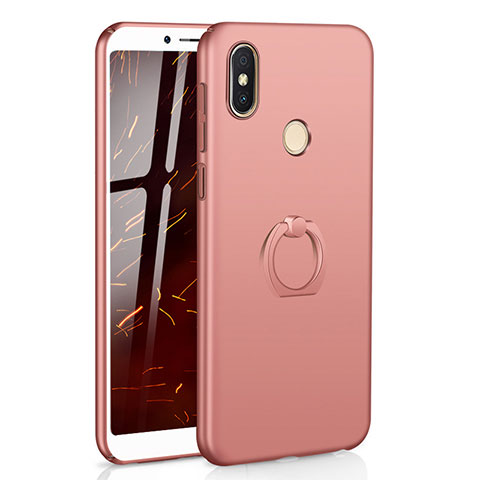 Coque Plastique Housse Etui Rigide Mat avec Support Bague Anneau A01 pour Xiaomi Redmi Y2 Or Rose