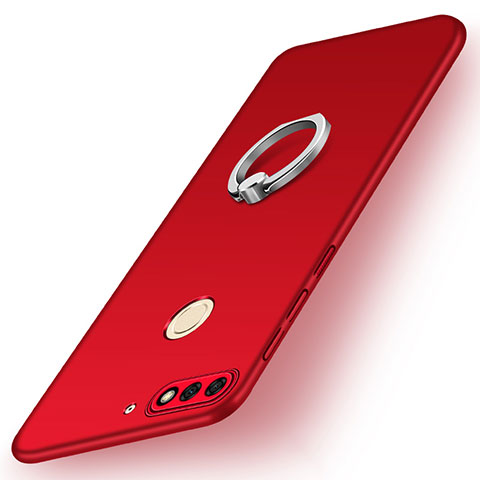 Coque Plastique Housse Etui Rigide Mat avec Support Bague Anneau A02 pour Huawei Enjoy 8 Rouge