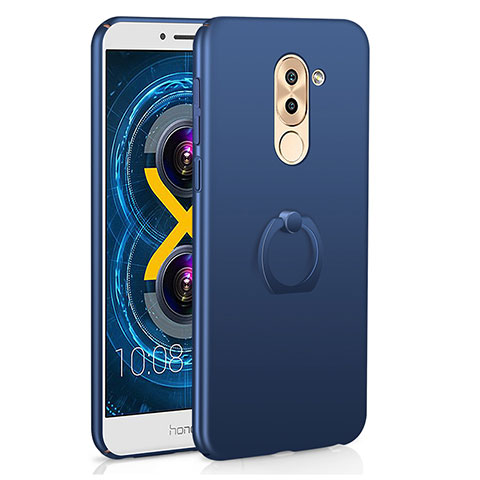 Coque Plastique Housse Etui Rigide Mat avec Support Bague Anneau A02 pour Huawei GR5 (2017) Bleu