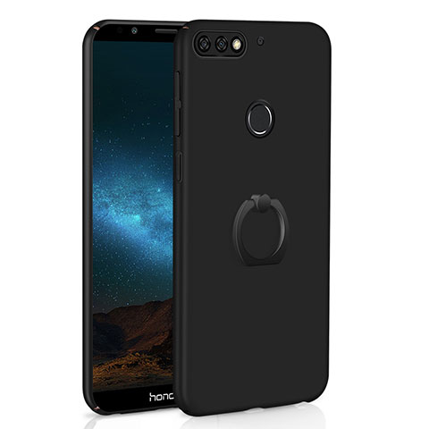 Coque Plastique Housse Etui Rigide Mat avec Support Bague Anneau A03 pour Huawei Enjoy 8 Noir