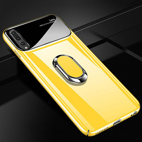 Coque Plastique Housse Etui Rigide Mat avec Support Bague Anneau Aimante Magnetique A01 pour Huawei P20 Pro Jaune