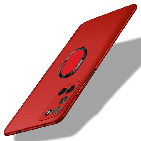 Coque Plastique Housse Etui Rigide Mat avec Support Bague Anneau Aimante Magnetique A01 pour Oppo A52 Rouge